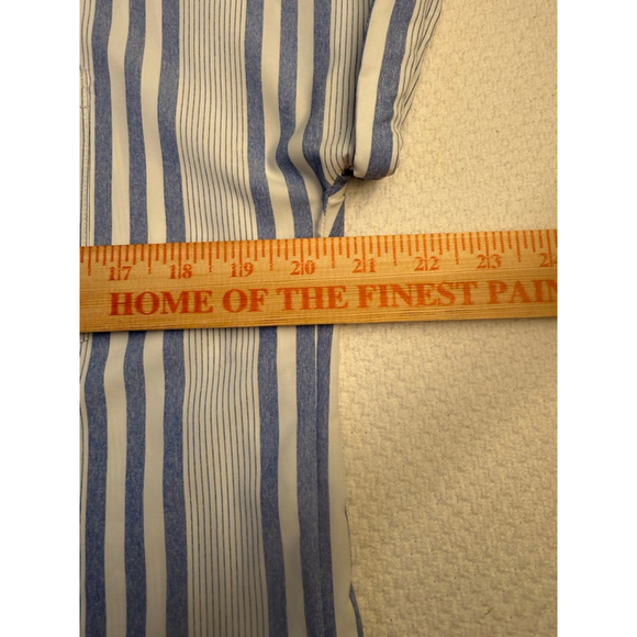 Women's Columbia PFG M White Blue Striped Short Sleeve Button Down Shirt - Picture 6 of 9